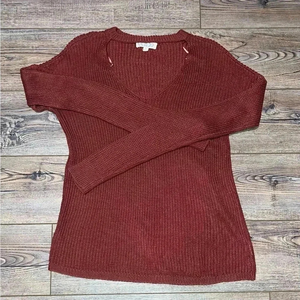 Pink rose clay red woven sweater